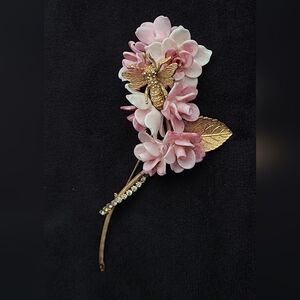 Hattie Carnegie Vintage Flower Bee Brooch RARE